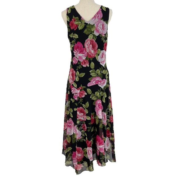 Another Thyme Womens Sleeveless Floral Chiffon Midi Dress Pullover Surplice 8 - Picture 2 of 12